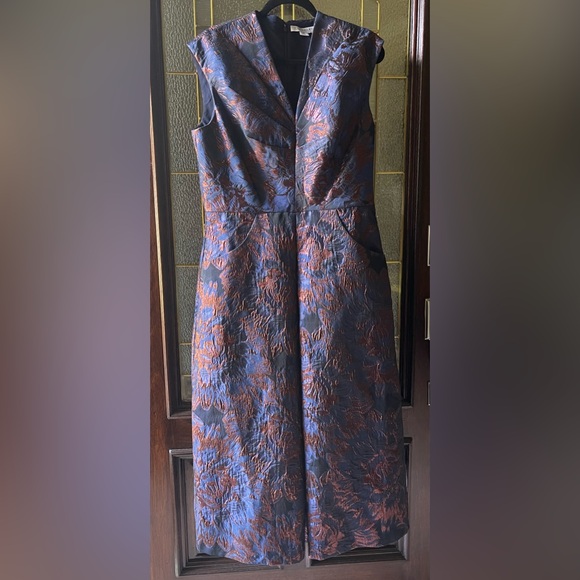 Kay Unger Navy/Bronze Wide-leg Faustine Jumpsuit - Picture 2 of 11